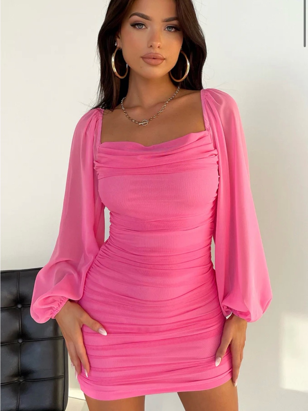 That’s So Fetch Octavia Square-Neck Ruched Mini Dress